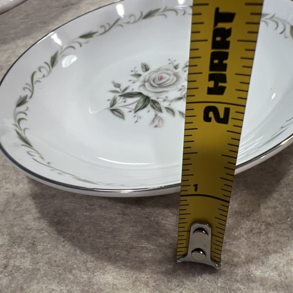 One Small Diamond China Romance Pasta/Salad Bowls White Roses & Silver Trim - Picture 4 of 7